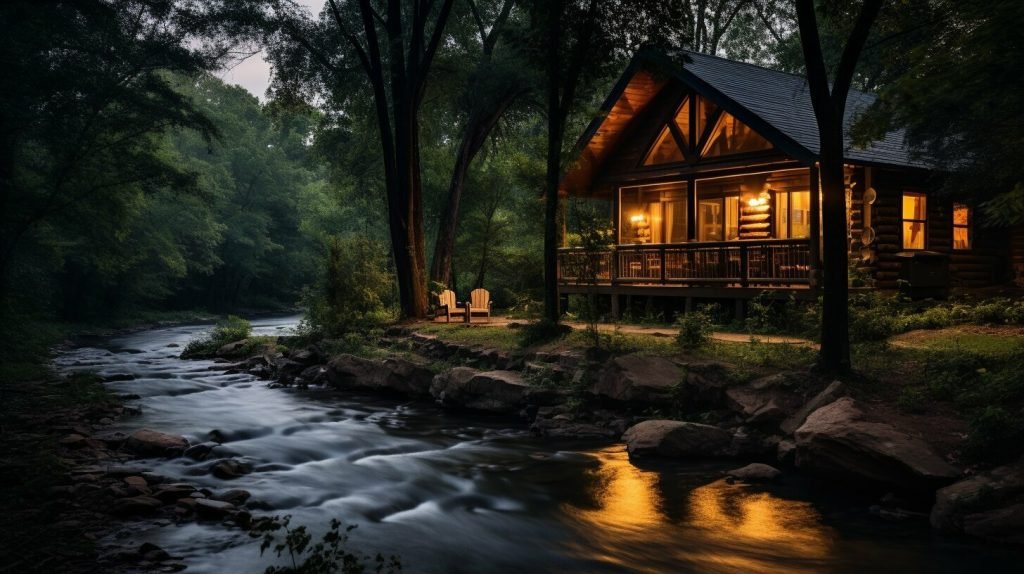 Secluded cabin surrounded by nature