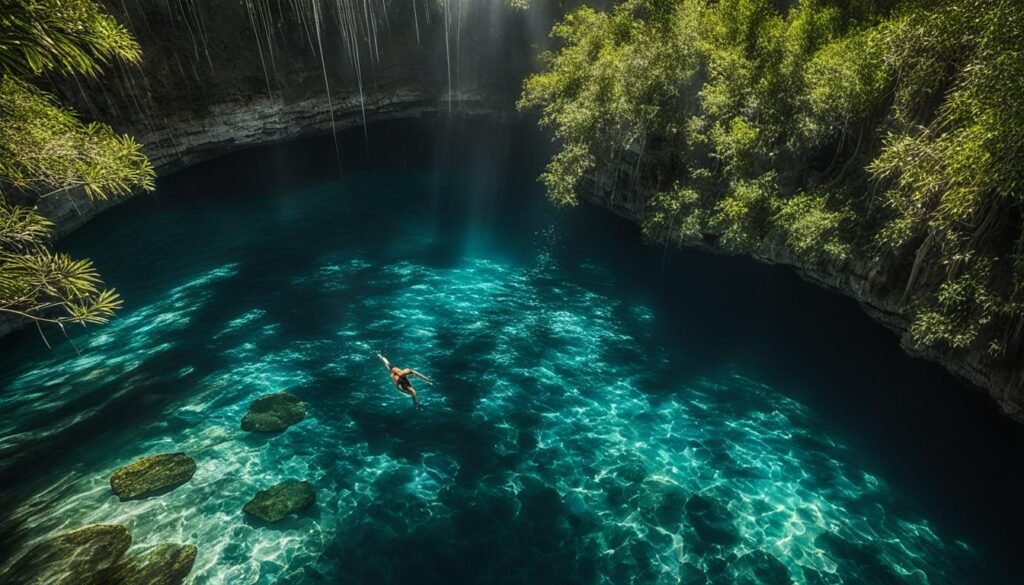 Swimming in the Cancun Cenotes
