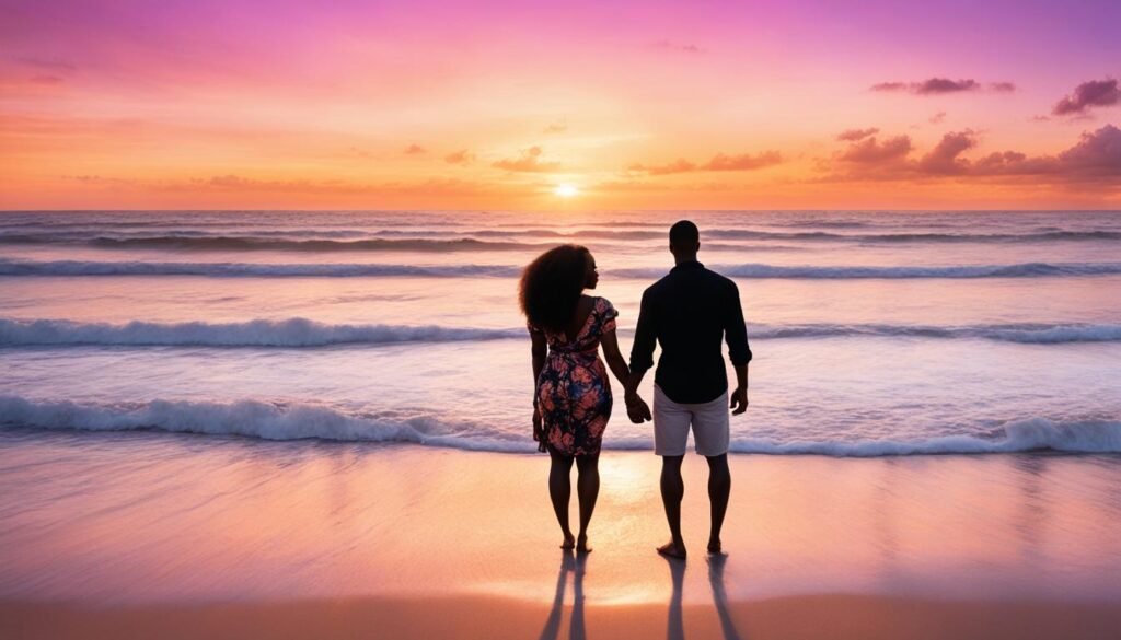 black couple on the beach