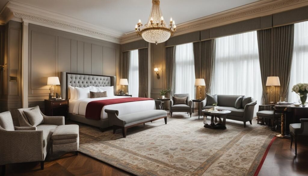 luxury hotel room at Stock Exchange Hotel