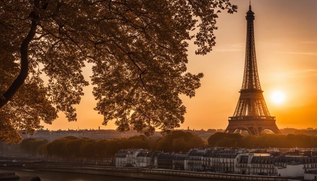 sunset at Eiffel Tower